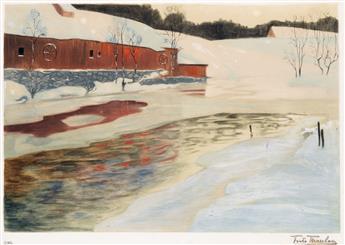 FRITS THAULOW Two color aquatints.